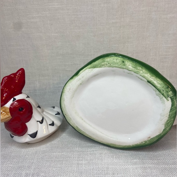 Country Style Rooster Ceramic Condiment Jar with Spoon 4”x5” - Picture 7 of 7